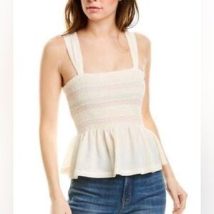 MADEWELL  smocked peplum tank large Texture & Thread rainbow stripe